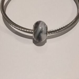 Silver Blended Black and White Charm for Pandora Style Bracelet‎